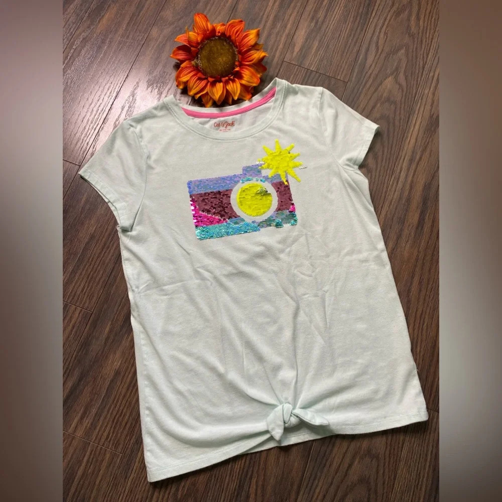 🌻5/$25🌻CAT & JACK Sequined Camera T-Shirt | X-LARGE |